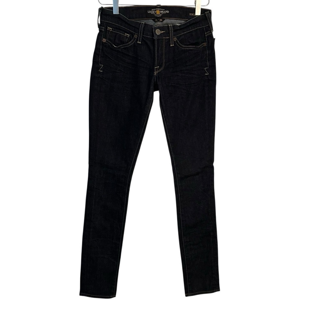 Lucky Brand | Women's Black Dark Wash Mid Rise Zoe Skinny Jeans Size 26